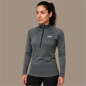 LOUIS GARNEAU Partial Zip Mock Neck Jersey Top
